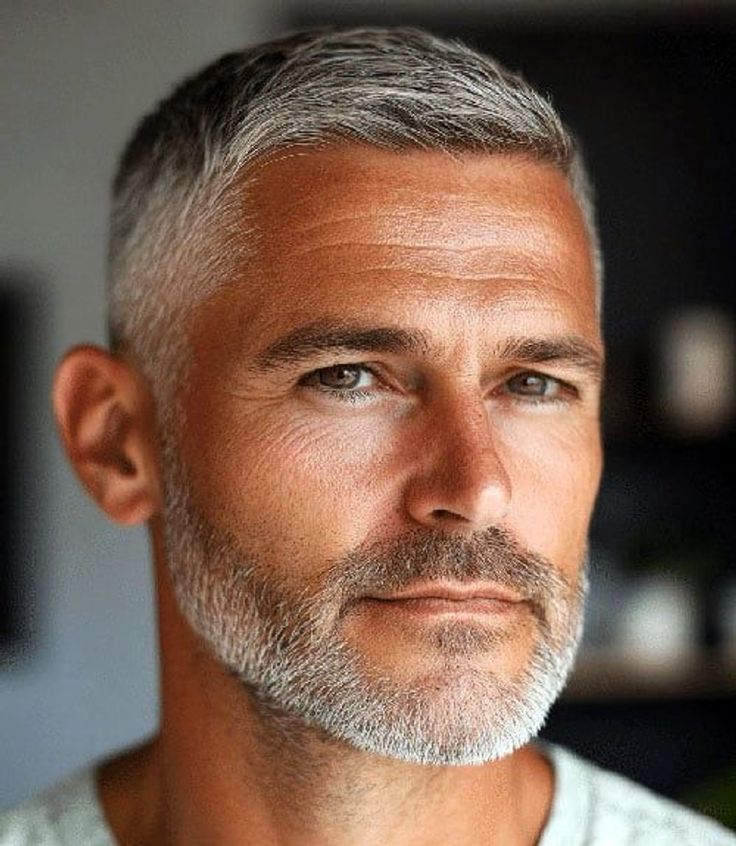 Handsome older man with polished silver hair and groomed beard